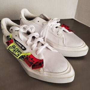 Adidas Sleek Olivia Oblanc White Volt Hypersleek Leather Sneaker Platform 7.5